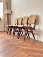 Set 4 vintage stoelen Louis van Teeffelen Webe jaren 50/60, Huis en Inrichting, Stoelen, Ophalen, Overige kleuren, Vier, Stof