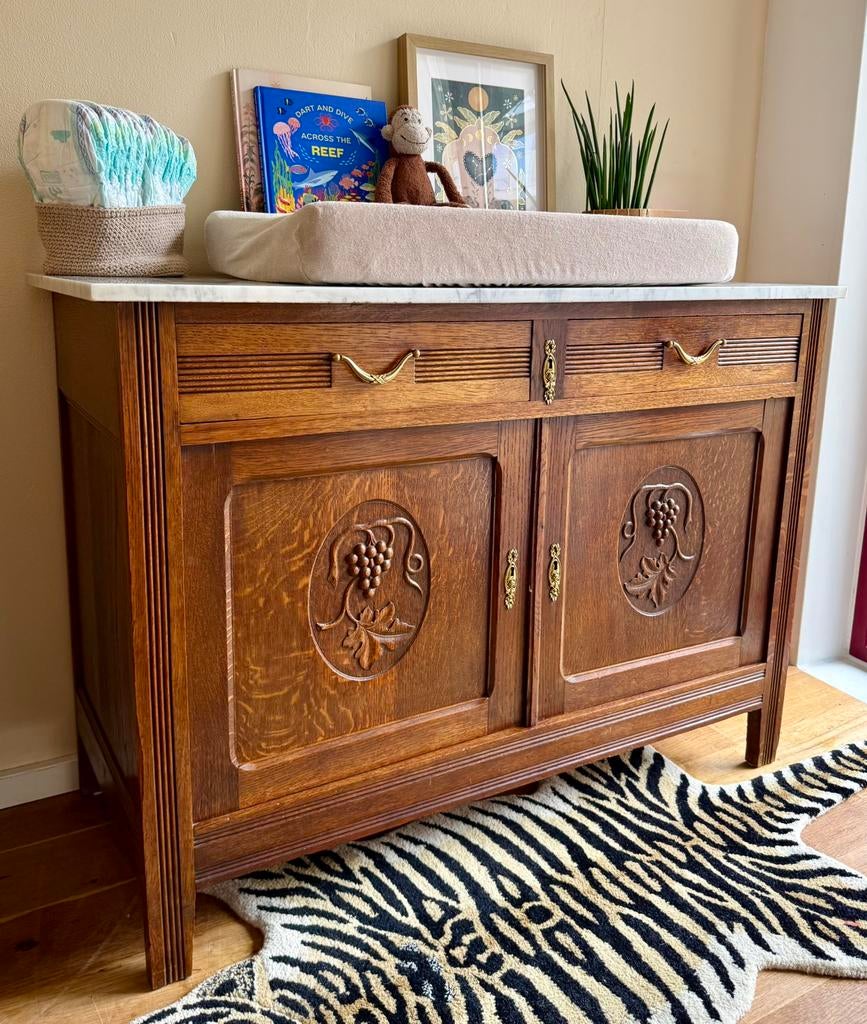 Vintage commode marmer blad, Ophalen, Zo goed als nieuw, 25 tot 50 cm, 100 tot 150 cm