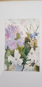 Aquarel schilderij, bloemen. br. 22 - h. 30 cm, Minder dan 50 cm, Gebruikt, Ophalen of Verzenden, Minder dan 50 cm