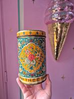 Oud kraaltjes theeblik Verblifa met bloemen, Ophalen of Verzenden