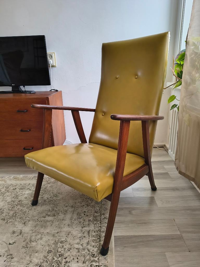 Fauteuil okergeel, Huis en Inrichting, Fauteuils, Minder dan 75 cm, Onbekend, Ophalen of Verzenden, Zo goed als nieuw