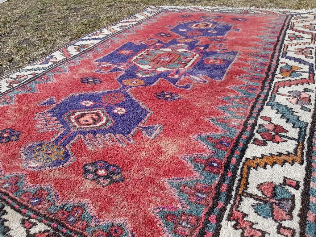 Mooi oud antiek handgeknoopt Perzisch tapijt 100-155 cm., Antiek en Kunst, Ophalen of Verzenden