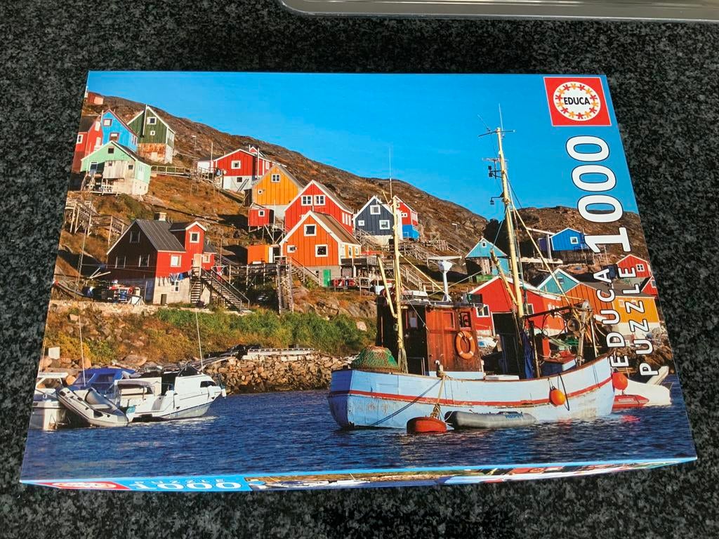 Leuke puzzel. Haven. Nordic houses. Educa. 1000 stukjes., Ophalen of Verzenden, 500 t/m 1500 stukjes, Zo goed als nieuw