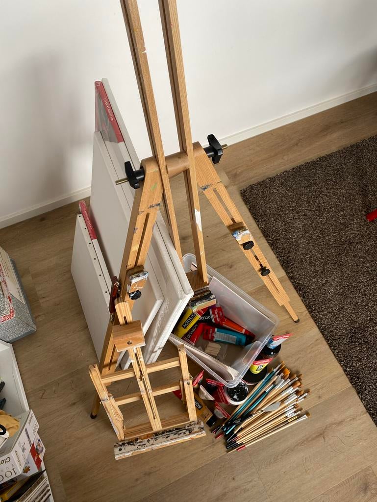 Schildersezel met diverse schildersbenodigdheden, Ophalen, Gebruikt, Ezel