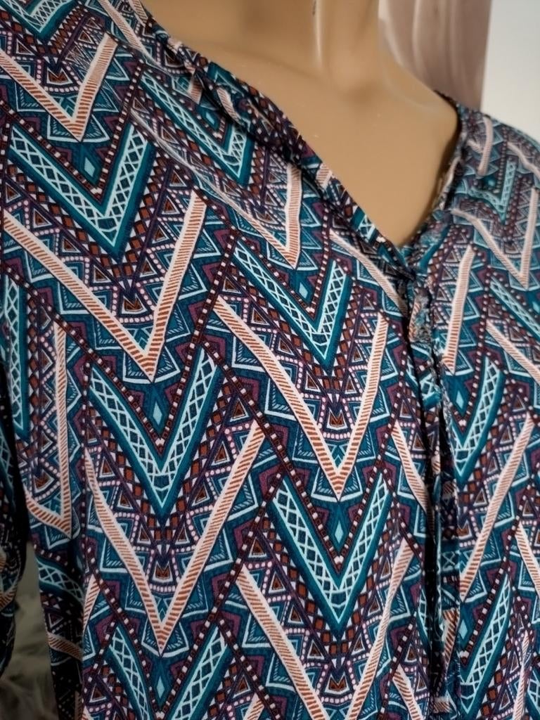 Leuke gekleurde top blouse jurkje van Zus van Sil maat 42, Bruin, Maat 42/44 (L), Ophalen of Verzenden, Zus van Sil