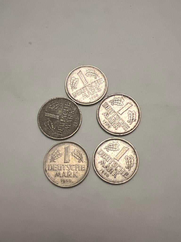 5x 1 Duitse Mark 1950 - Zeldzame Vintage Munten, Postzegels en Munten, Munten | Europa | Niet-Euromunten, Ophalen, Duitsland, Setje