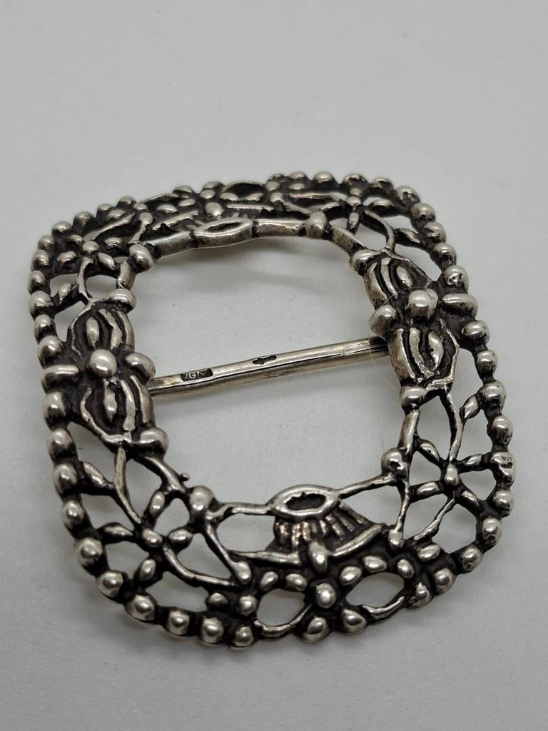 Antieke Zilveren Gesp - Sierlijk Filigraan Design, Antiek en Kunst, Antiek | Goud en Zilver, Ophalen of Verzenden