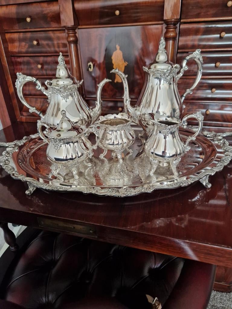 Prachtig verzilverd barok theeservies van Wallace, Ophalen of Verzenden