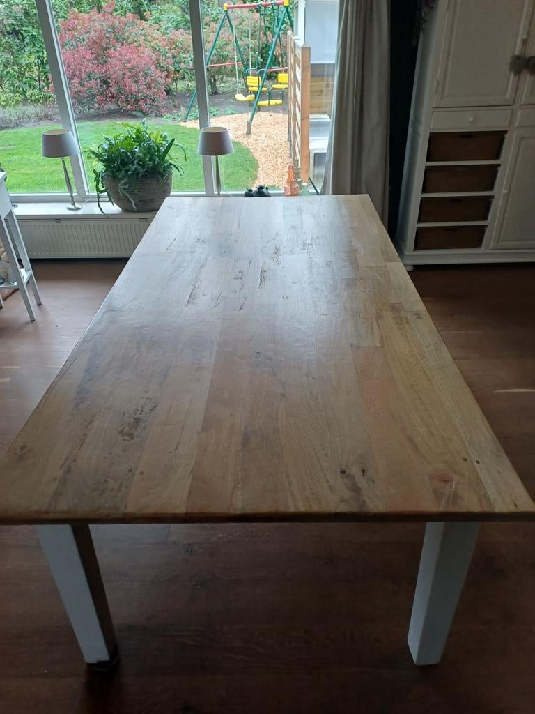 Mooie houten eettafel. 220 breed 110 lang en 75 cm hoog, Huis en Inrichting, Ophalen of Verzenden, Rechthoekig, 50 tot 100 cm