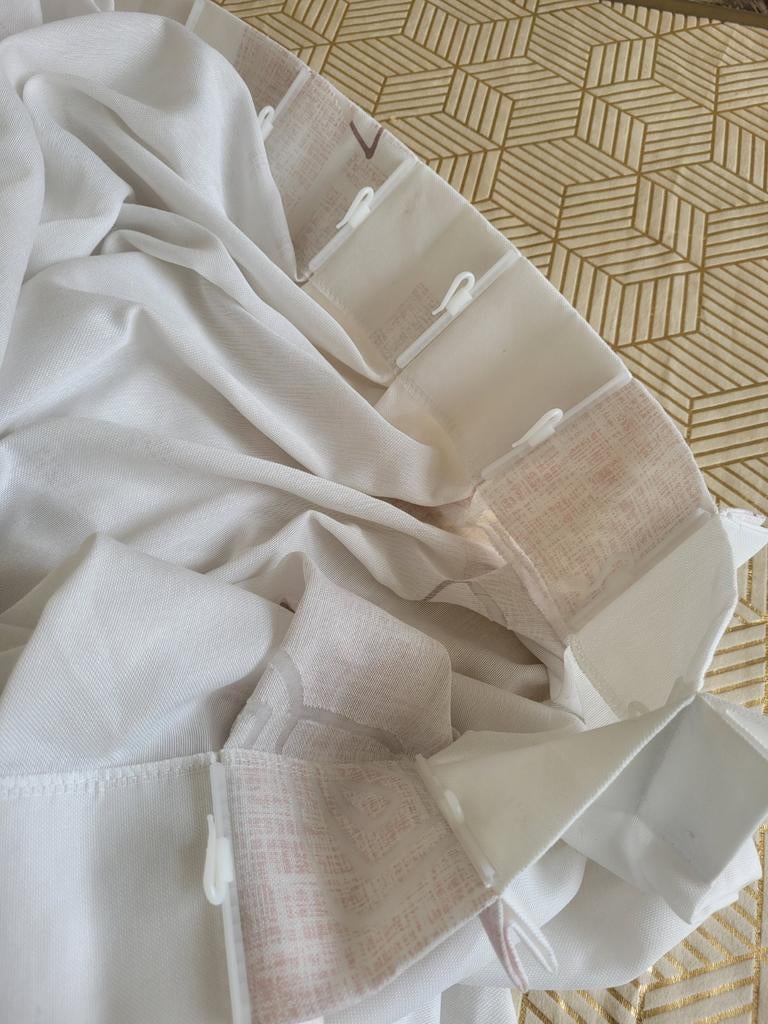 Wit gordijn met patroon, Ophalen of Verzenden, Wit, 200 cm of meer, 200 cm of meer