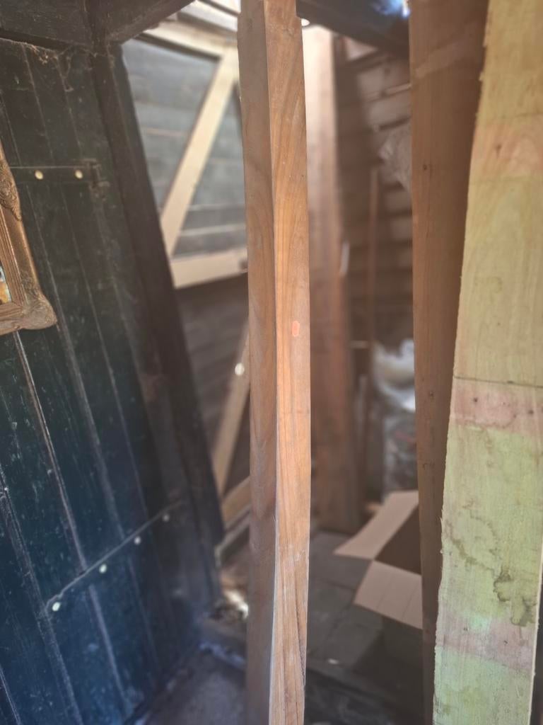 2 teak balken  163 cm en 149 cm lang, Doe-het-zelf en Verbouw, Hout en Planken, Ophalen of Verzenden, 50 mm of meer, Minder dan 200 cm