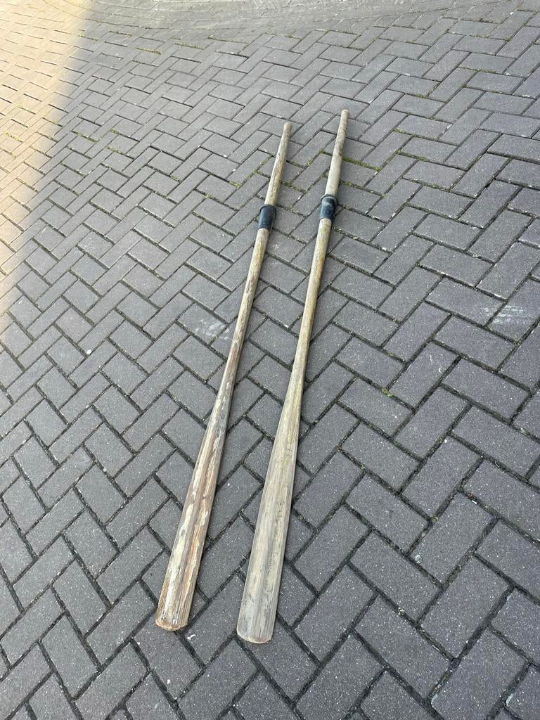 Set van 2 houten roeispanen / peddels, Ophalen, Gebruikt, Enkelbladige peddel