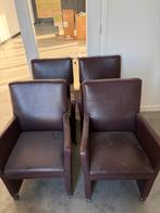 Set van 4 leren eetkamerstoelen - Aubergine, Huis en Inrichting, Stoelen, Ophalen, Gebruikt, Overige kleuren, Leer