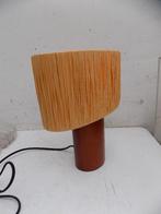 Tafellamp teak voet met raffiakapje repro dus nieuw, Ophalen of Verzenden, Zo goed als nieuw, Minder dan 50 cm