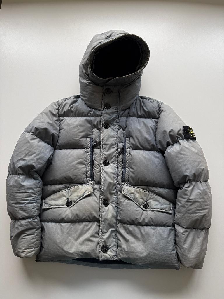 Stone island resin poplin down jas, Maat 48/50 (M), Ophalen of Verzenden, Grijs, Stone Island