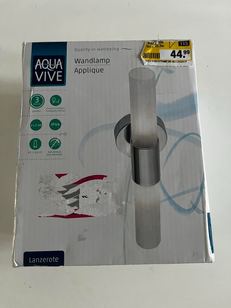 Aqua Vive Lanzerote Wandlamp Applique - Nieuw in doos, Ophalen of Verzenden, Nieuw, Metaal