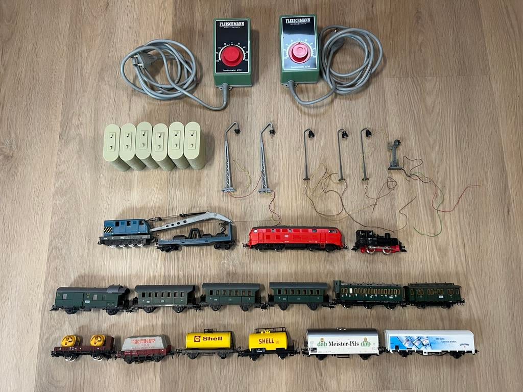 Verzameling Treinen/Wagon/Transformator Alles in een koop, Ophalen, Gebruikt, Gelijkstroom, Fleischmann