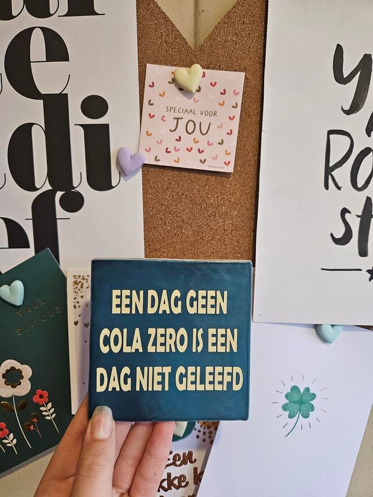 Tegeltje een dag geen cola zero is een dag niet geleefd, Ophalen of Verzenden, Nieuw