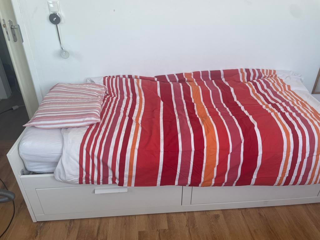 Logeerbed, Ophalen, Wit, Tweepersoons, 80 cm