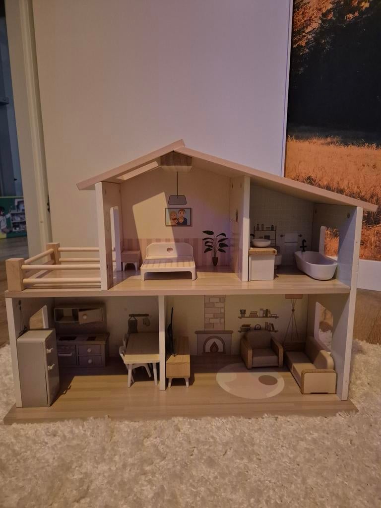 Houten poppenhuis met meubels, Ophalen