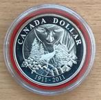 Canada - 1 Dollar 2011 - National Park with Whooping Crane, Ophalen of Verzenden, Noord-Amerika, Losse munt, Zilver