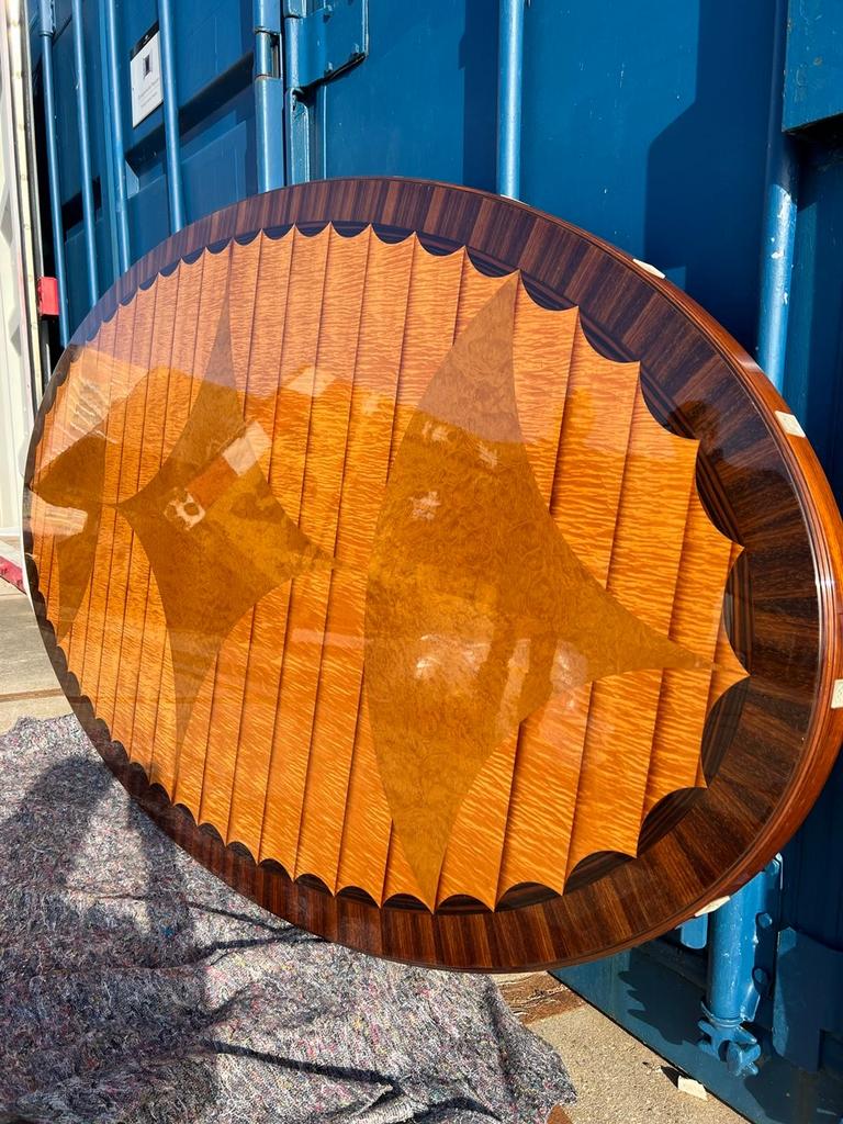 Franse tafel met inleg Lalique, Antiek en Kunst, Antiek | Meubels | Tafels, Ophalen of Verzenden