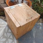 Houten prullenbak met wieltjes en binnenbak, Ophalen, Gebruikt