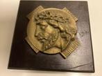 Zeldzame bronzen Christus afbeelding met  doornentak., Antiek en Kunst, Ophalen of Verzenden