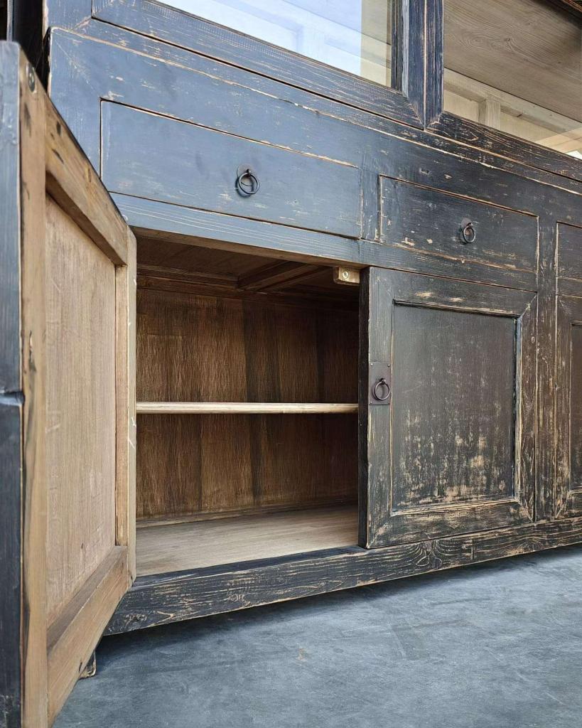 Blikvanger! Geweldige stoere / robuuste vitrinekast #2803, Huis en Inrichting, Kasten | Buffetkasten, Met deur(en), 200 cm of meer