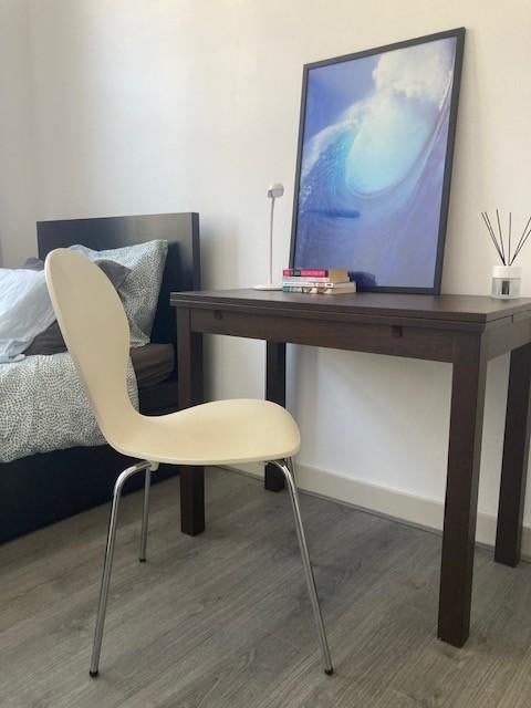 IKEA BJURSTA uitschuifbare eettafel/bureau (donkerbruin), Ophalen, Gebruikt, 50 cm, IKEA