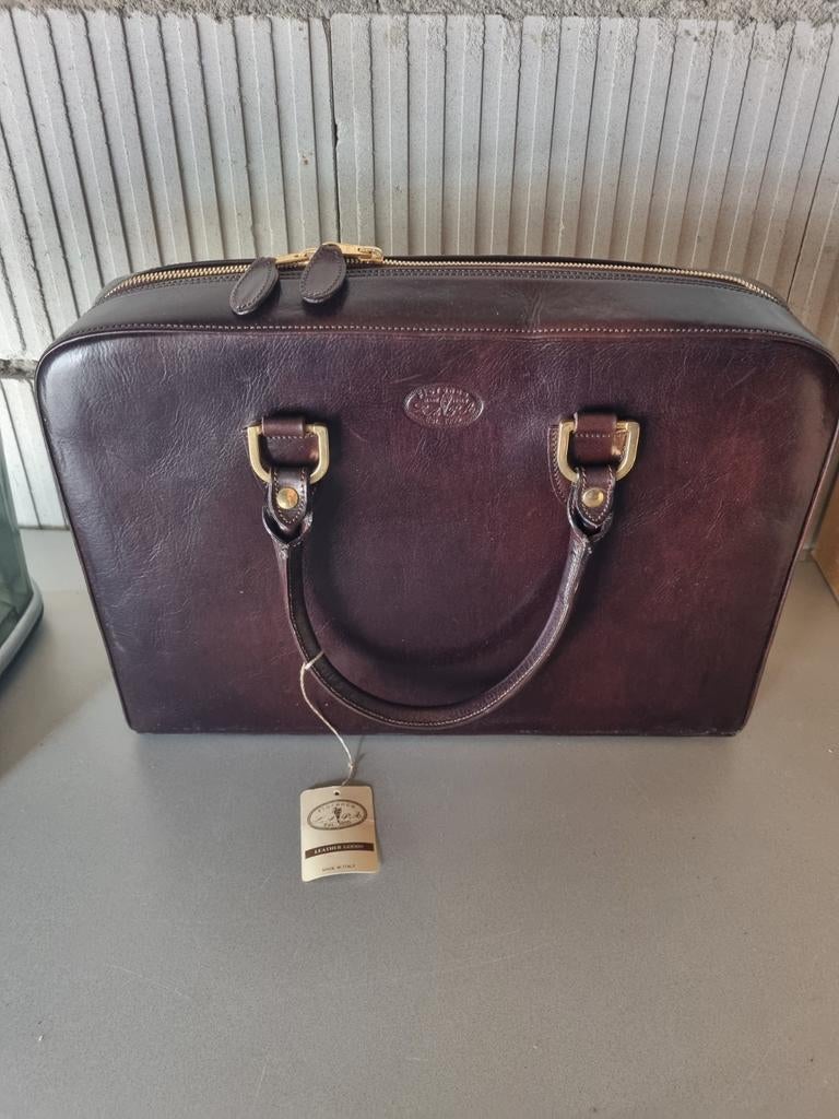 Leren Aktetas/Weekendtas - Bruin, Zo goed als nieuw, Sieraden, Tassen en Uiterlijk, Ophalen, Zo goed als nieuw, Bruin