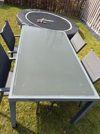 Tuinset met 4 stoelen en glazen tafel, Tuin en Terras, Ophalen, Gebruikt, Eettafel, Tuinset