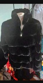 Zwart bont jas, Ophalen of Verzenden, Zo goed als nieuw, Maat 38/40 (M), Zwart