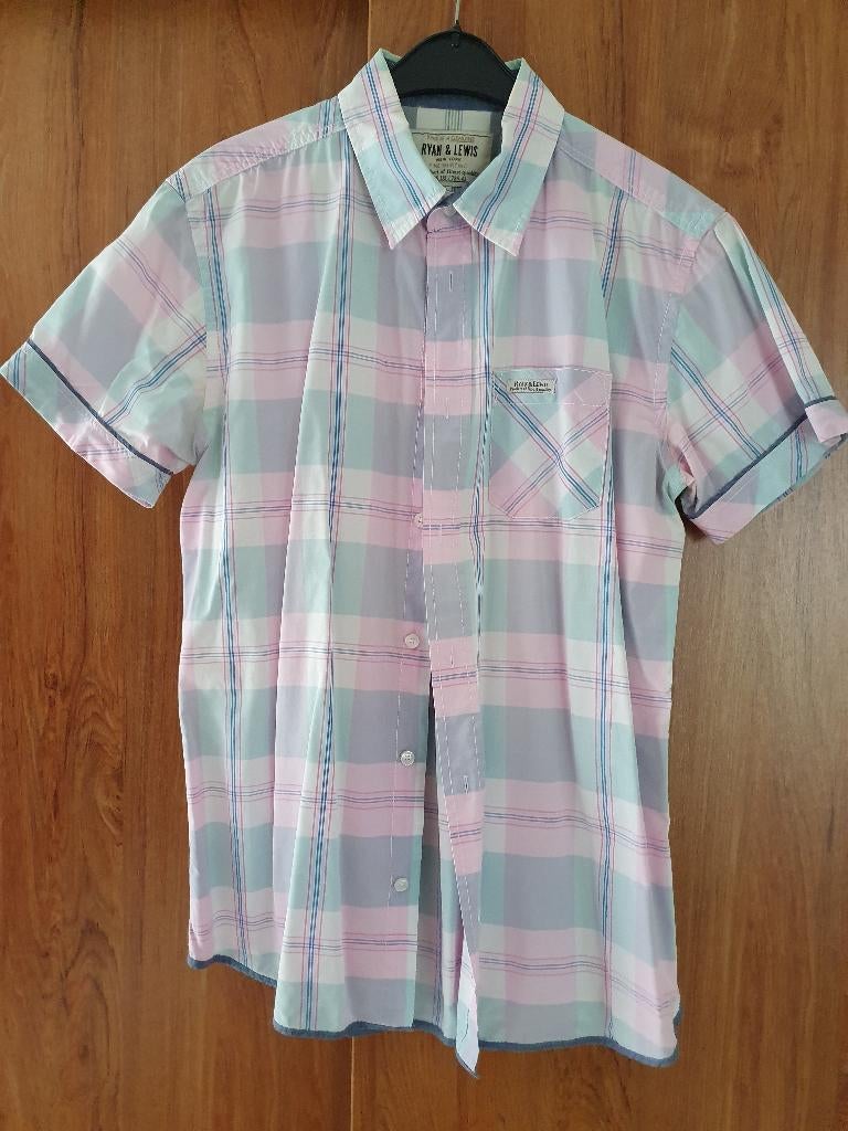 Geruite heren blouse maat M, Zo goed als nieuw, Roze, Ryan & Lewis, Halswijdte 39/40 (M)