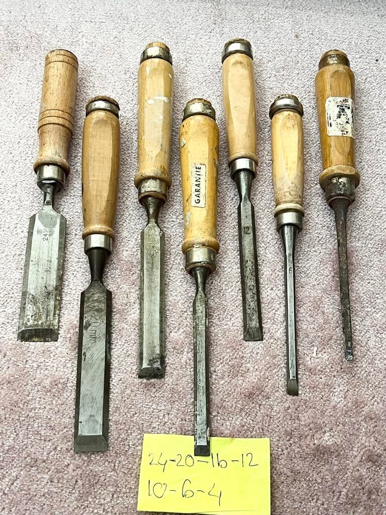 Set van 7 gebruikte houtbeitels, Ophalen of Verzenden, Gebruikt