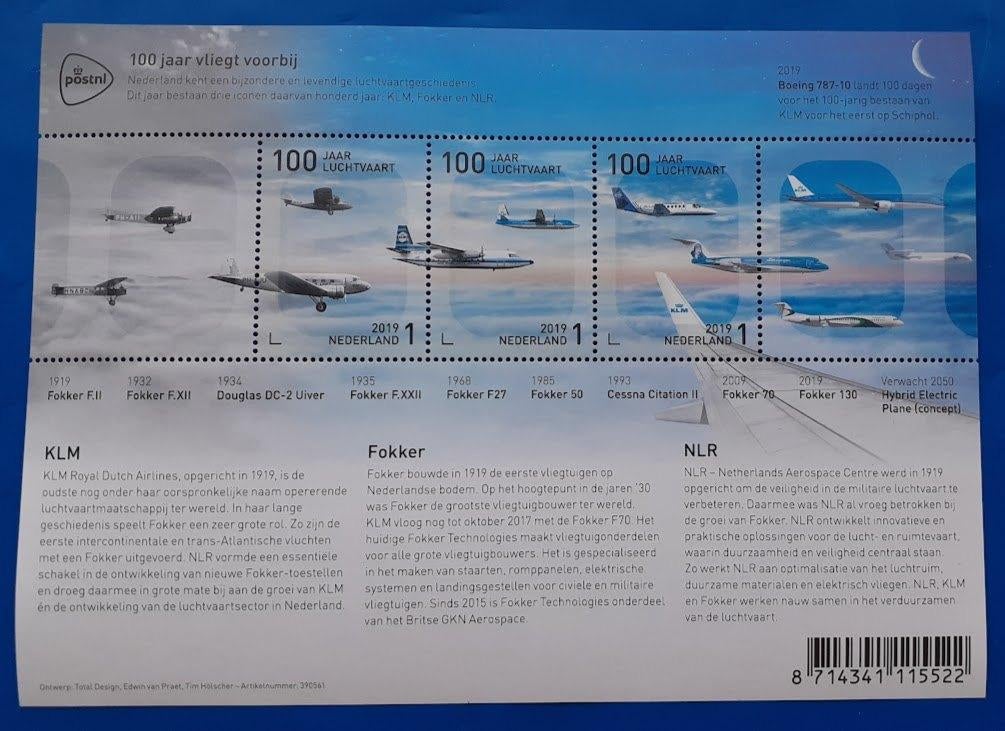 NVPH 3736 Vel 100 Jaar Luchtvaart - 2019, Verzenden, Na 1940, Postfris