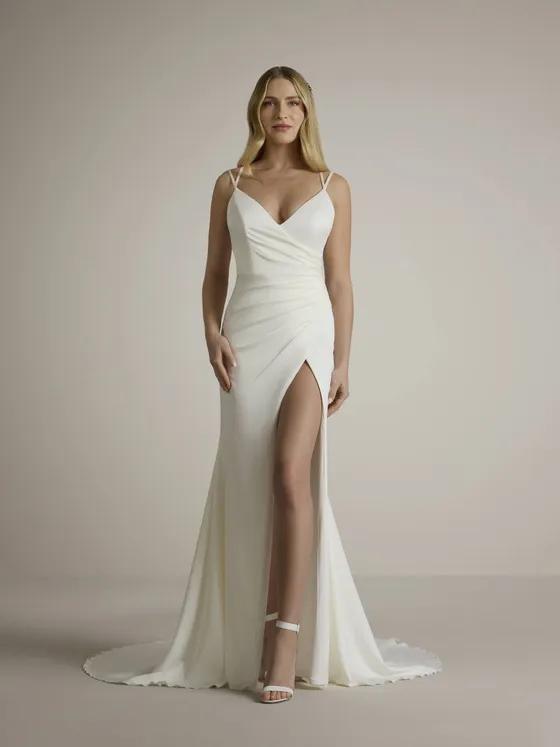 Trouwjurk met split maat 34, Kleding | Dames, Trouwkleding en Trouwaccessoires, Zo goed als nieuw, Trouwjurk, Wit, Ophalen of Verzenden