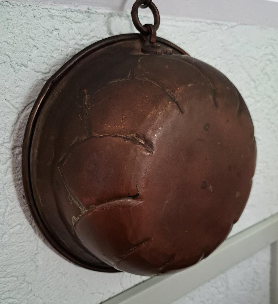 zeldzaam antieke rood koper bakvorm puddingvorm vertind, Verzenden