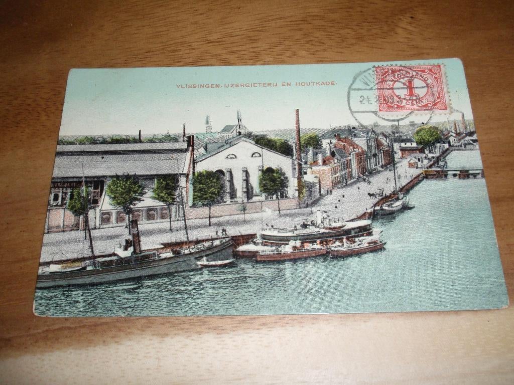 Vlissingen IJzergieterij Houtkade Schepen, Verzenden, Voor 1920, Gelopen, Zeeland