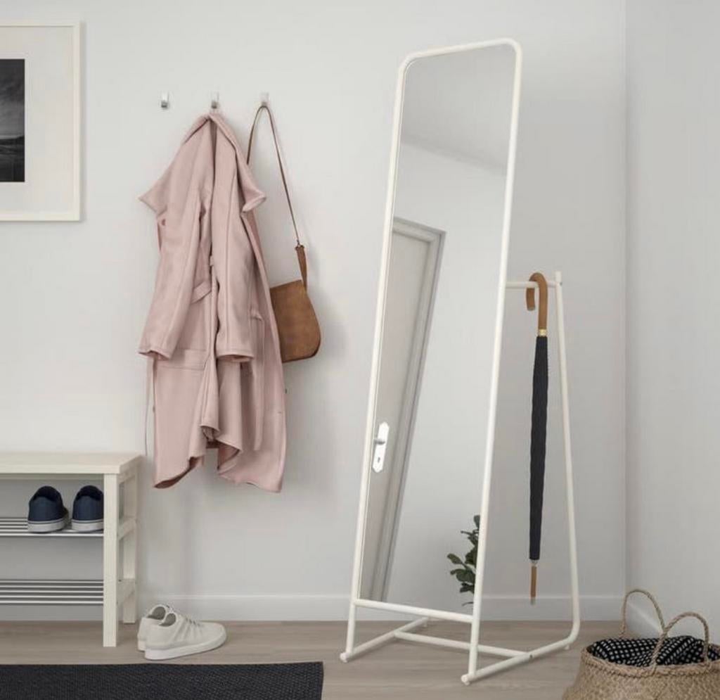IKEA staande spiegel met kledingrek (48x160 cm), Ophalen, Minder dan 50 cm, Zo goed als nieuw, 150 tot 200 cm