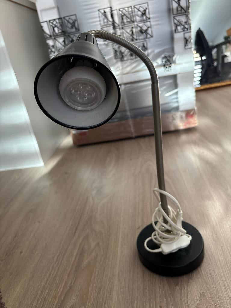 Vintage IKEA Kvart Bureaublad Lamp - Zwart/Grijs, Huis en Inrichting, Lampen | Tafellampen, Ophalen of Verzenden, Gebruikt, Metaal