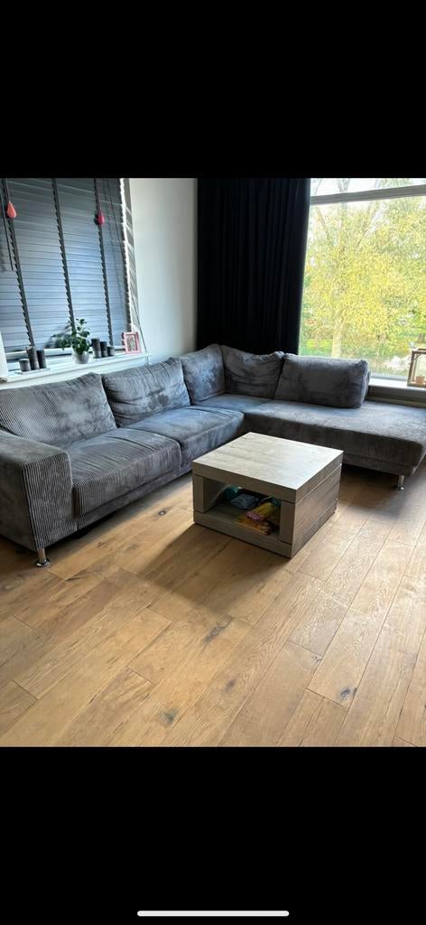 Ribstof hoekbank, Ophalen, Gebruikt, Stof