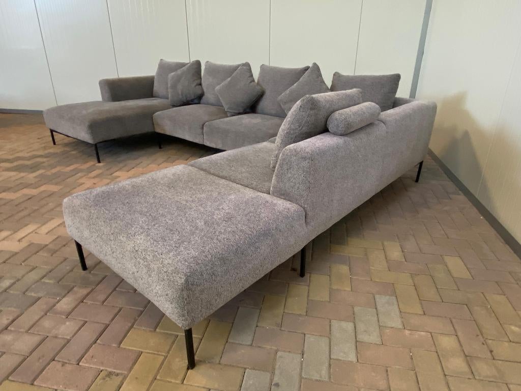 Montel Sava Grijze Stoffen U-Bankstel – Gratis Levering NL, Huis en Inrichting, Banken | Bankstellen, Minder dan 75 cm, Hoekbank