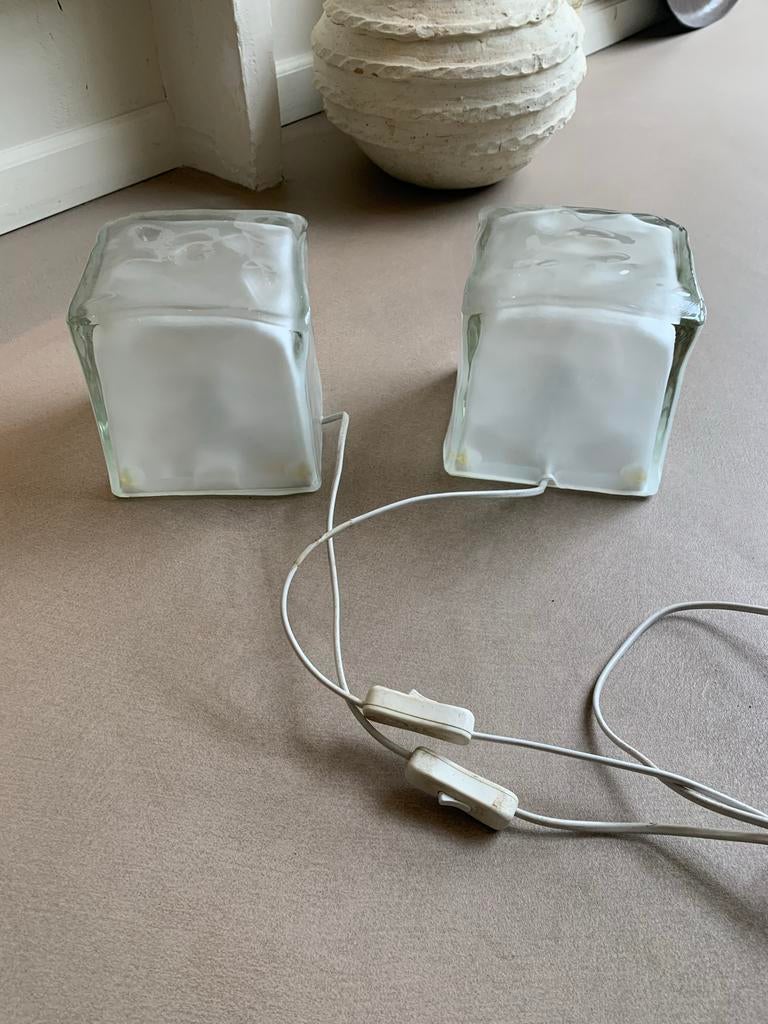 Set van 2 IKEA Glazen Kubus Lampen, Ophalen of Verzenden, Gebruikt