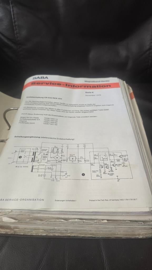 SABA Service-informatie / Instructies, Ophalen of Verzenden, Gelezen, SABA
