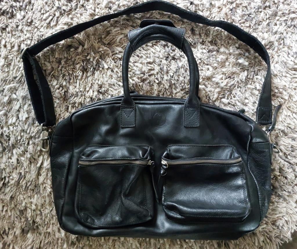 Goodwalt full grain leer leren (werk) tas 40x25x10, Ophalen of Verzenden, Zo goed als nieuw, Zwart, Leer