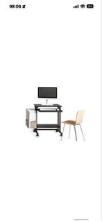 Zwart computerbureau Verrijdbare trolley thuiswerkplek, Huis en Inrichting, Kasten | Computermeubels, Gebruikt, 70 tot 120 cm
