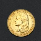 Goud tientje 14 karaat {585}, Ophalen of Verzenden, Koningin Wilhelmina, 10 gulden, Goud