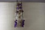 Amethist en maansteen - Oorstekers - Lange oorbel steen, Overige materialen, Hangers, Paars, Nieuw