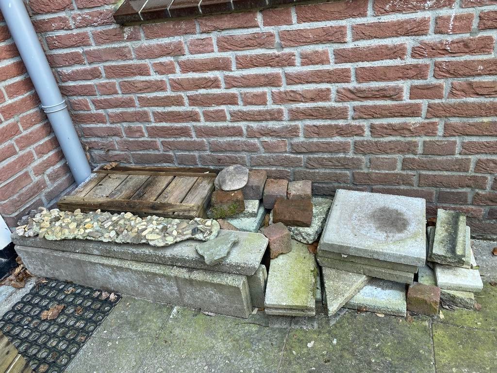 Restje tuintegels, klinkers en bandjes, Tuin en Terras, Tegels en Klinkers, Ophalen, Overige materialen, Gebruikt, Minder dan 5 m²